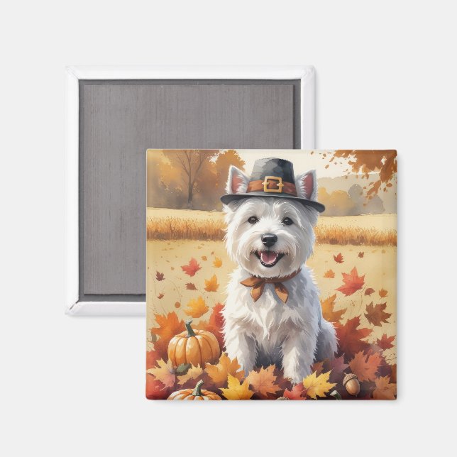 Imã West Highland White Terrier Autumn Leaves (Front/Back)