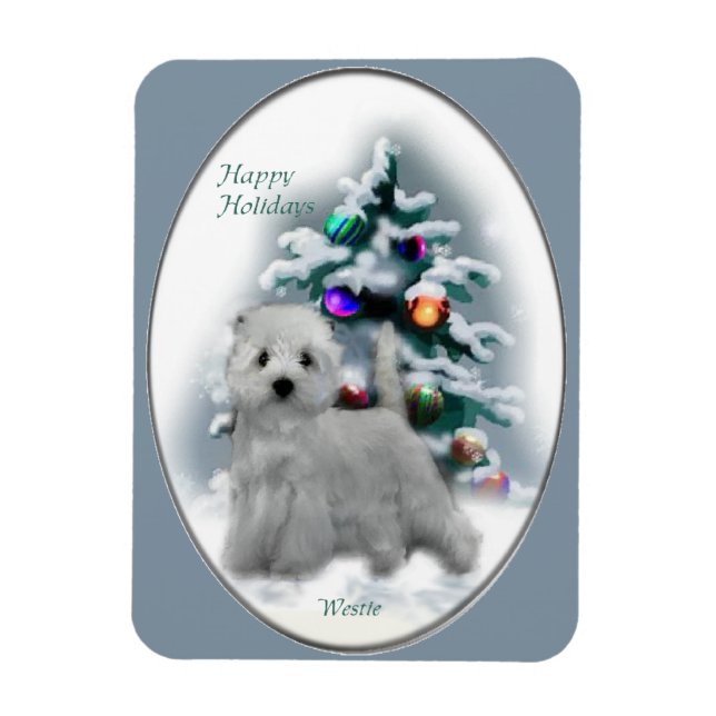 Ímã West Highland White Terrier Christmas Gifts Holida (Vertical)