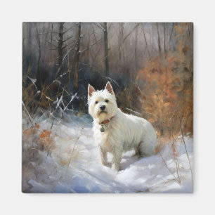 Imã West Highland White Terrier Deixe-o nevar no Natal