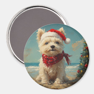 Imã West Highland White Terrier Dog Christmas Beach