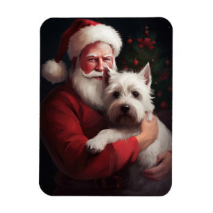 Ímã West Highland White Terrier Santa Claus Natal