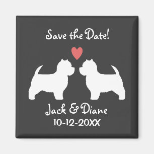 Imã West Highland White Terriers Casamento Salve a Dat