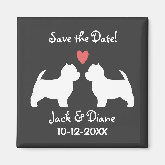 Imã West Highland White Terriers Casamento Salve a Dat (Frente)