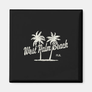 Imã West Palm Beach Flórida Vintage 70s Palm Trees Gra