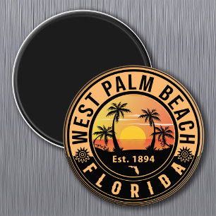 Imã West Palm Beach Retro Sunset Souvenirs