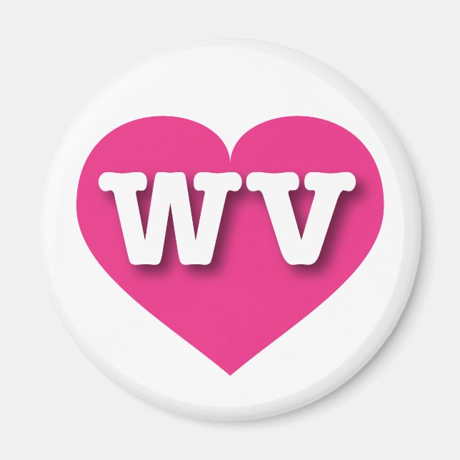 Imã West Virginia Hot Pink Heart - Eu amo WV (Frente)