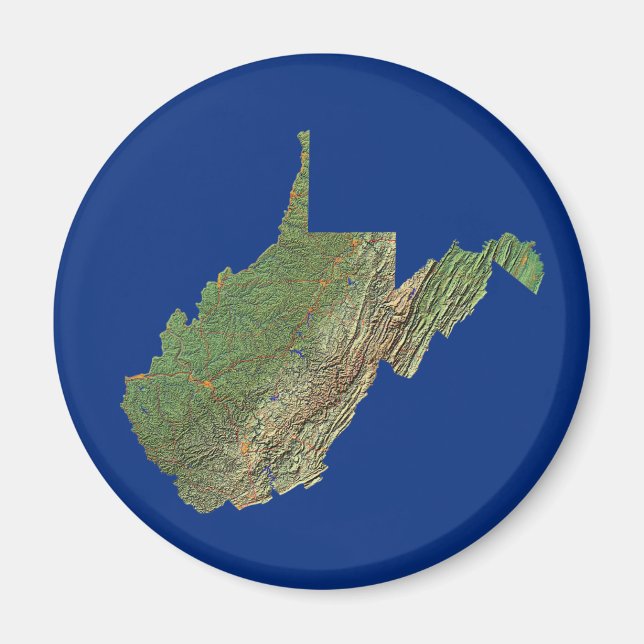 Imã West Virginia Map Magnet (Frente)
