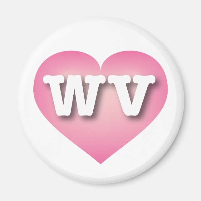 Imã West Virginia Pink Fade Heart - Eu amo WV (Frente)