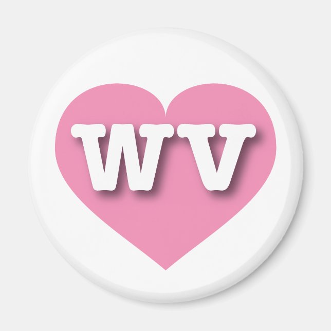 Imã West Virginia Pink Heart - Eu amo WV (Frente)
