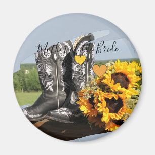 Imã Western Boots Sunflower Casamento Russo