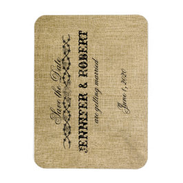 Ímã Western Burlap Wedding Salvar a Data