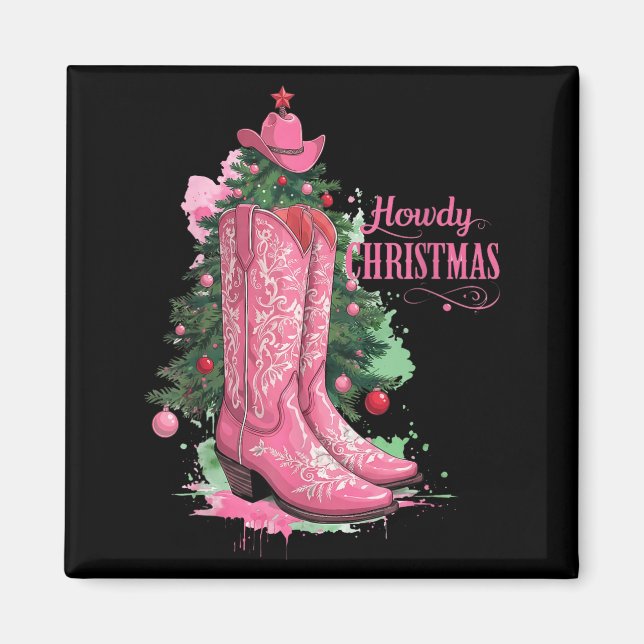 Imã Western , Howdy Christmas And Tree, Nk Cowboy Boot (Frente)