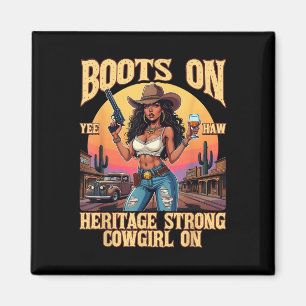 Imã Western Rodeo Yehaw Cowgirl Na África-americana