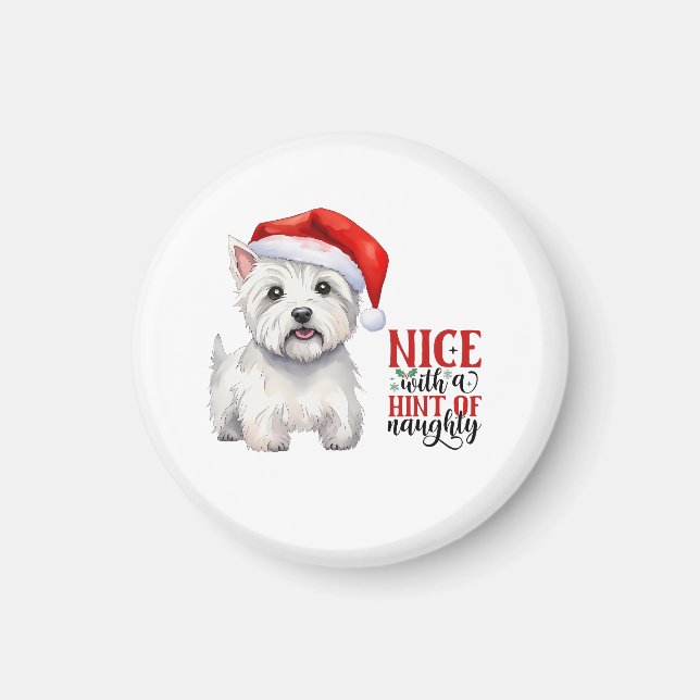 Imã Westie Christmas Magnet (Frente)