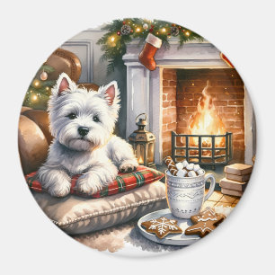 Imã Westie Christmas Scene Magnet