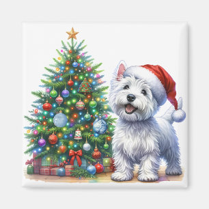 Imã Westie Christmas Tree Magnet