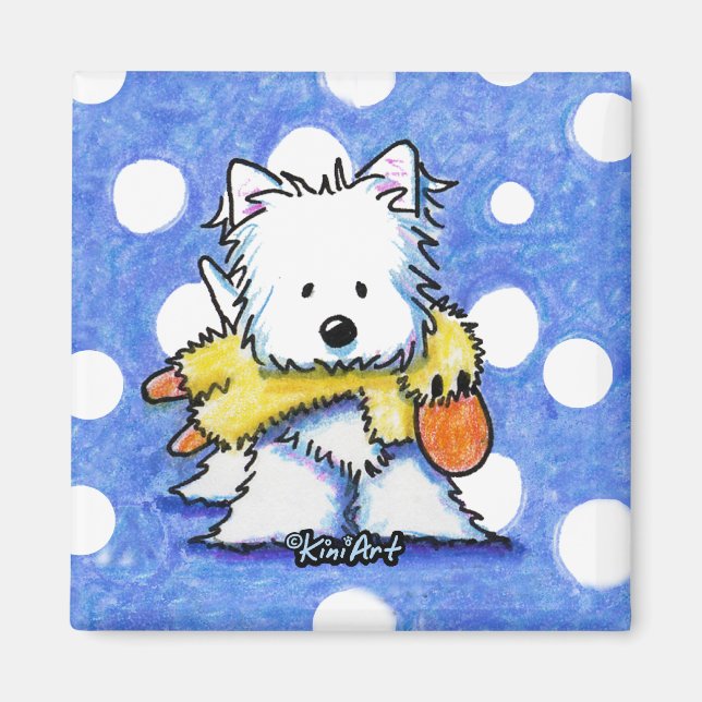 Imã Westie Com Magneta De Pato De Brinquedo (Frente)