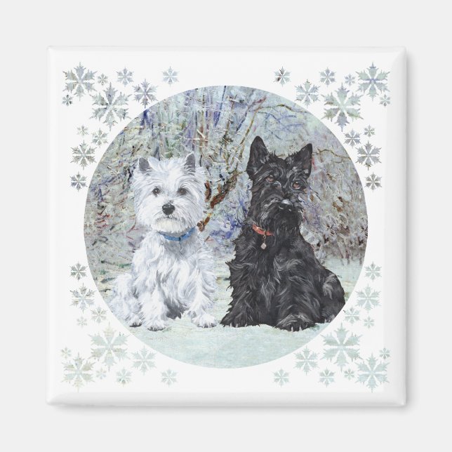 Imã Westie e Scottie em Paisagem Nevada (Frente)