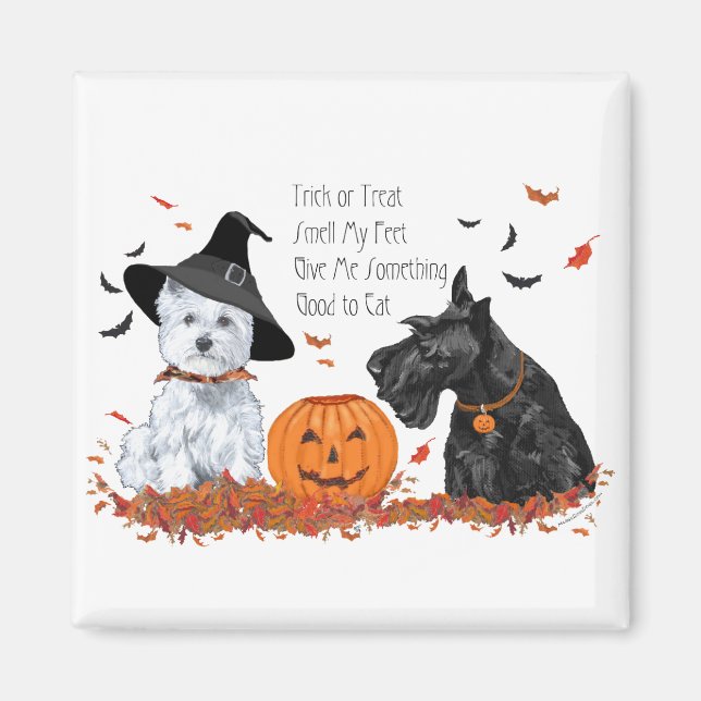 Imã Westie e Scottie no Halloween (Frente)