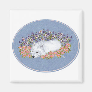Imã Westie Floral Repose