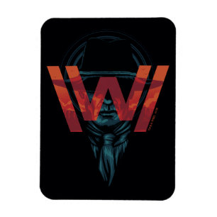 Ímã Westworld   o homem no gráfico preto do logotipo