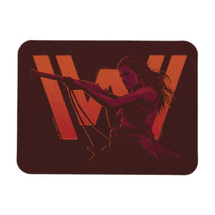 Ímã Westworld   Wyatt com o rifle sobre o logotipo