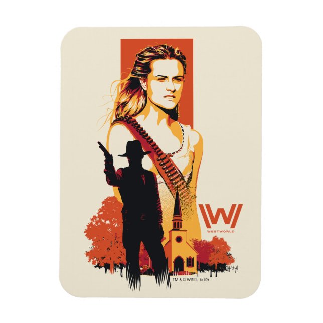 Ímã Westworld | Wyatt & Man em preto na Igreja Branca (Vertical)