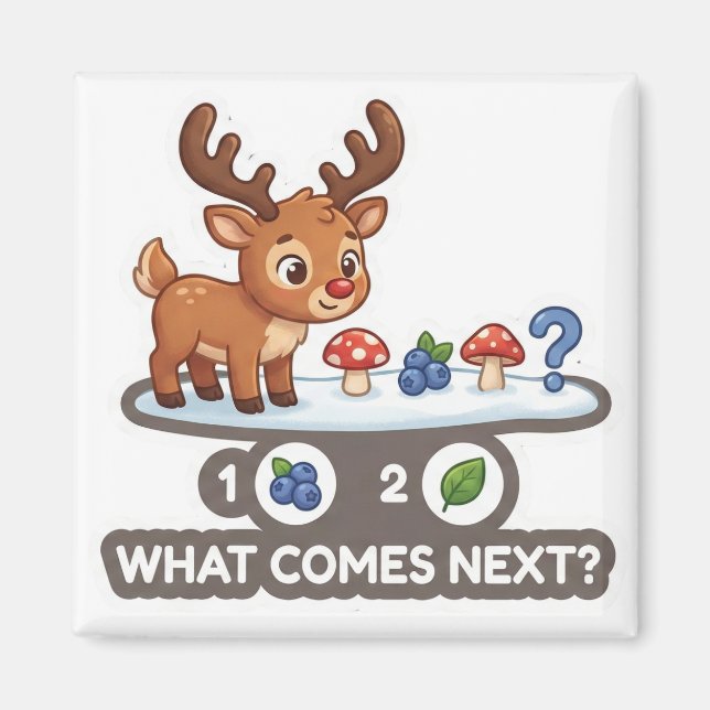Imã What Comes Next? Reindeer Pattern Learning Magnet (Frente)