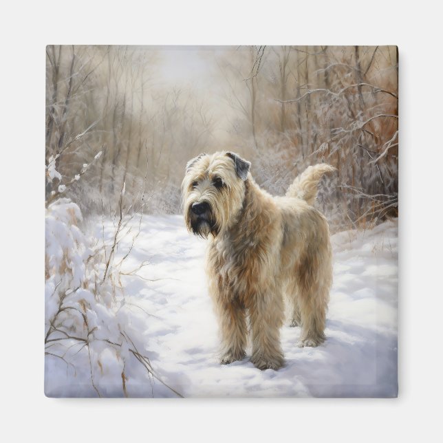Imã Wheaten Terrier Deixe-o nevar no Natal (Frente)