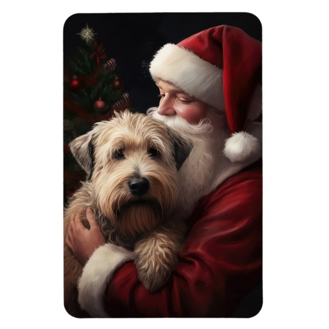 Ímã Wheaton Terrier com Papai Noel Natal Festivo (Vertical)