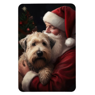 Ímã Wheaton Terrier com Papai Noel Natal Festivo