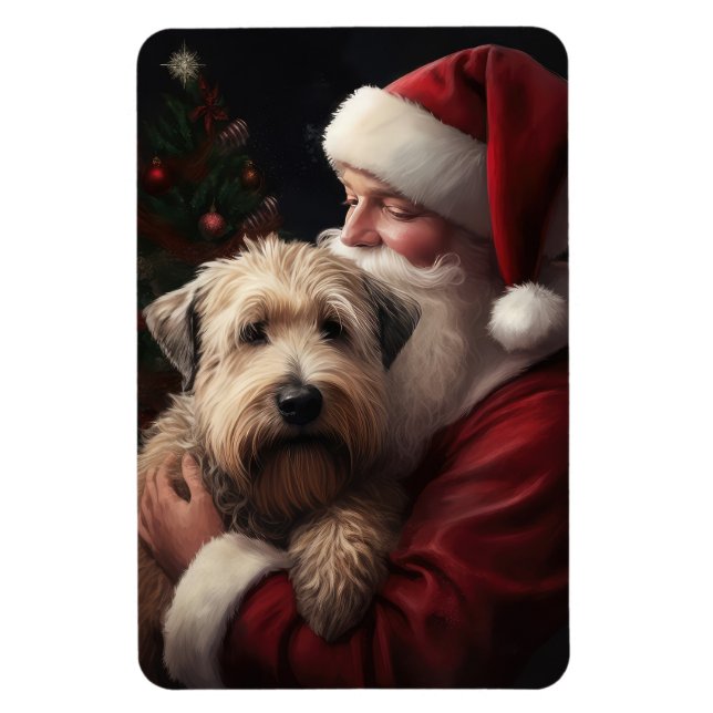 Ímã Wheaton Terrier com Papai Noel Natal Festivo (Vertical)