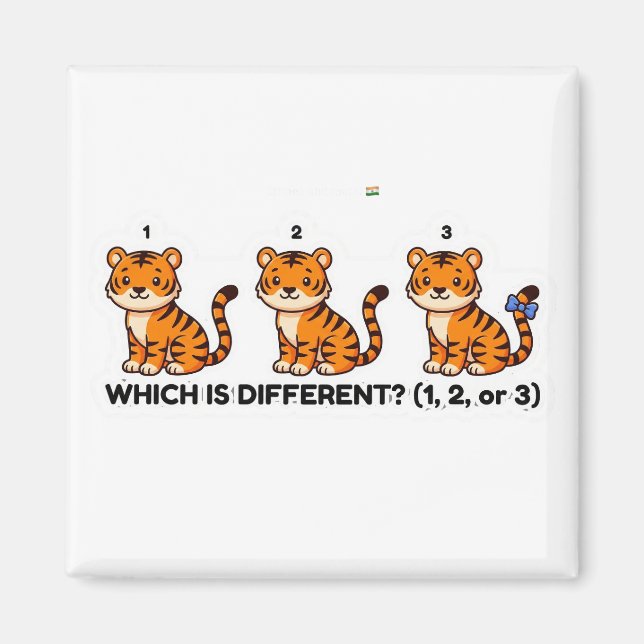Imã Which Is Different? Cute Tiger Animal World Game (Frente)
