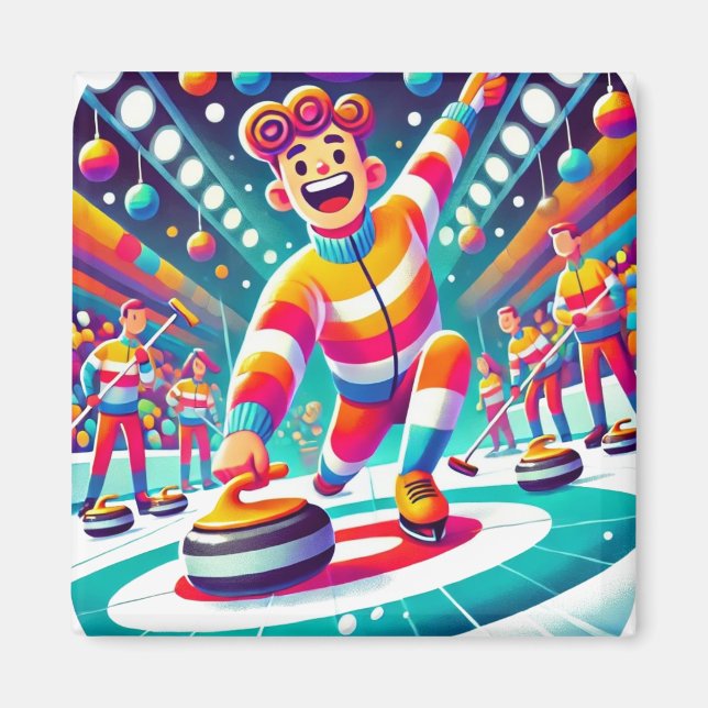Imã Whimsic Funny Curling Sport (Frente)