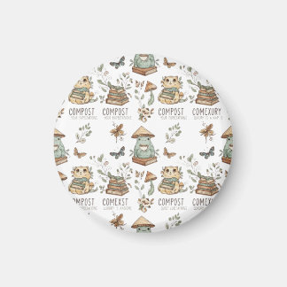 Imã Whimsical "Compost Your Expectations" Frog & Cat P