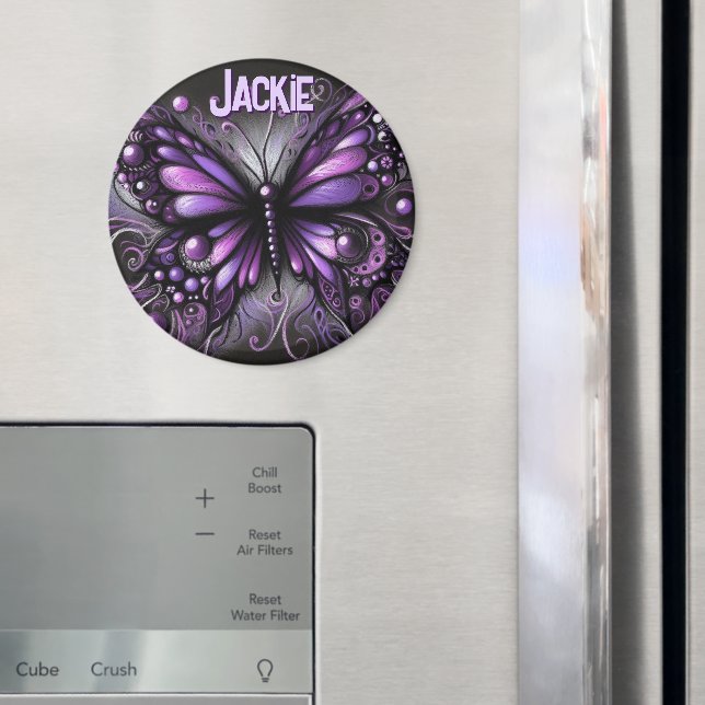 Imã Whimsical Gothic Butterfly Purple Personalized (In Situ (Fridge))
