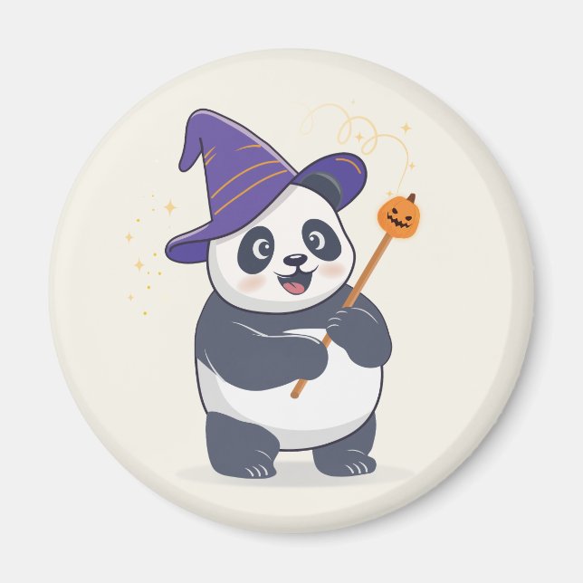 Imã Whimsical Panda Wizard with Magic Hat (Frente)