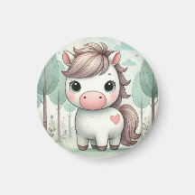 Whimsical Pony in a Pastel Forest Magnet