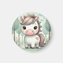 Imã Whimsical Pony in a Pastel Forest Magnet