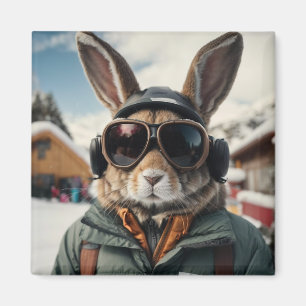 Imã Whimsical Snowboard Bunny