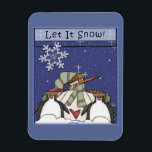 Ímã Whimsical Snowman e Pinguins<br><div class="desc">Design de Natal bonito e esquisito. Excelente como um pequeno presente para a família,  amigos,  parceiros comerciais e clientes.</div>