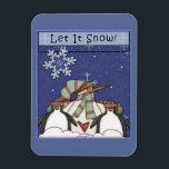 Ímã Whimsical Snowman e Pinguins<br><div class="desc">Design de Natal bonito e esquisito. Excelente como um pequeno presente para a família,  amigos,  parceiros comerciais e clientes.</div>