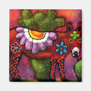 Imã Whimsical Southwest Floral Talavera-Style Donkey