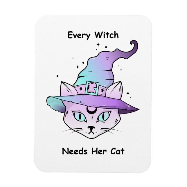 Ímã Whimsical Witch Cat (Vertical)