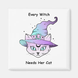 Imã Whimsical Witch Cat