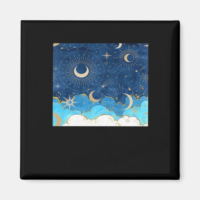 Imã Whimsigoth Clouds Sun Moon Witchy Classic (Frente)