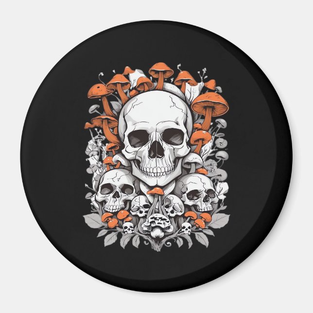 Imã Whimsigoth Skulls & Mushroom Vintage Botanic Ae (Frente)