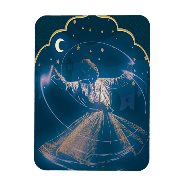 Ímã Whirling Dervish Dourado Blue Digital (Vertical)