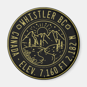 Imã Whistler British Columbia Canada Minimalist Ski