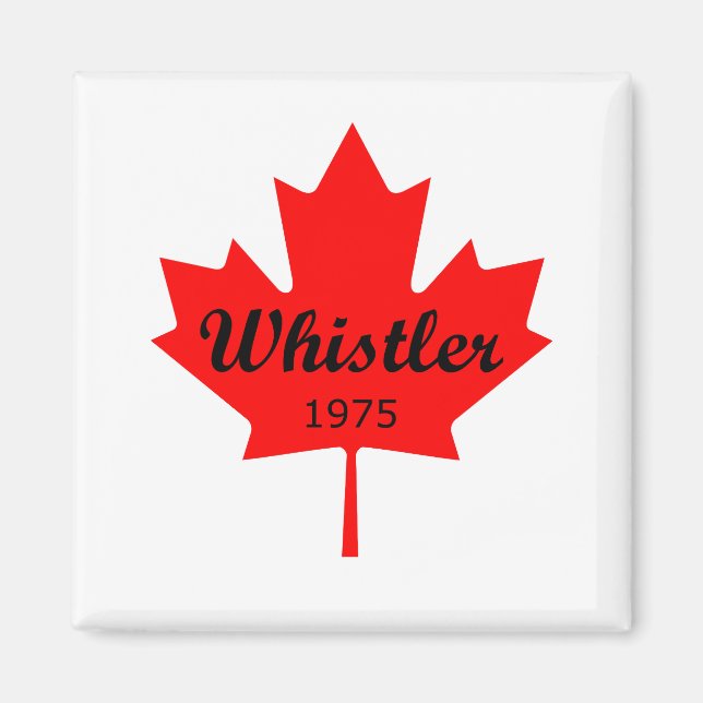 Imã Whistler Canada 1975 Red Maple Leaf Color (Frente)